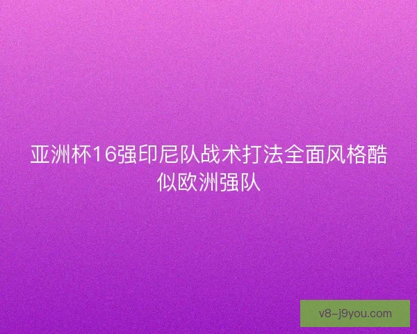 亚洲杯16强印尼队战术打法全面风格酷似欧洲强队